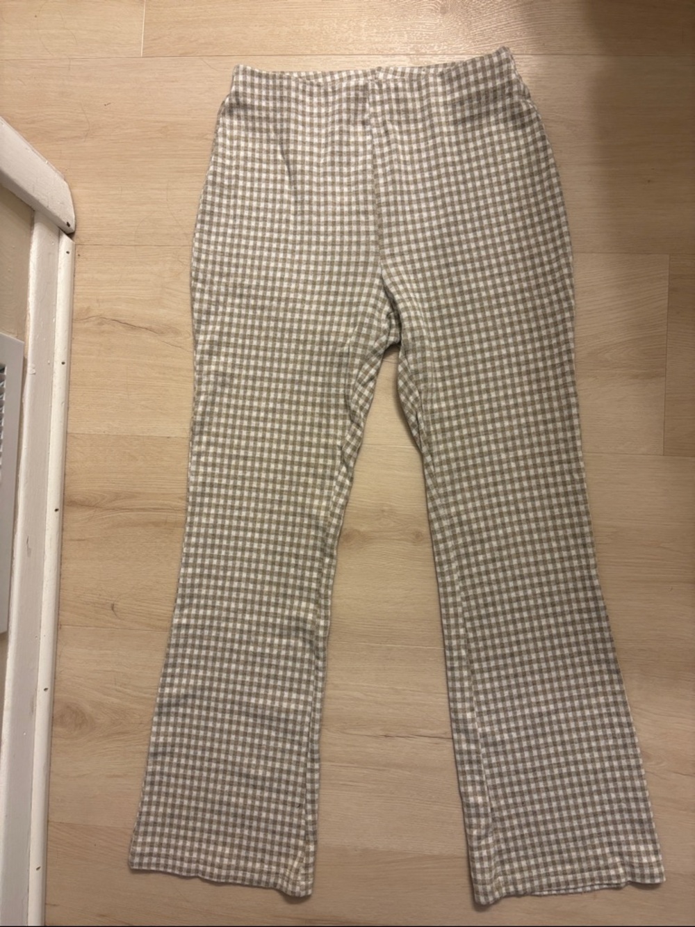 Molly Green Beige and White Gingham Knit Pants